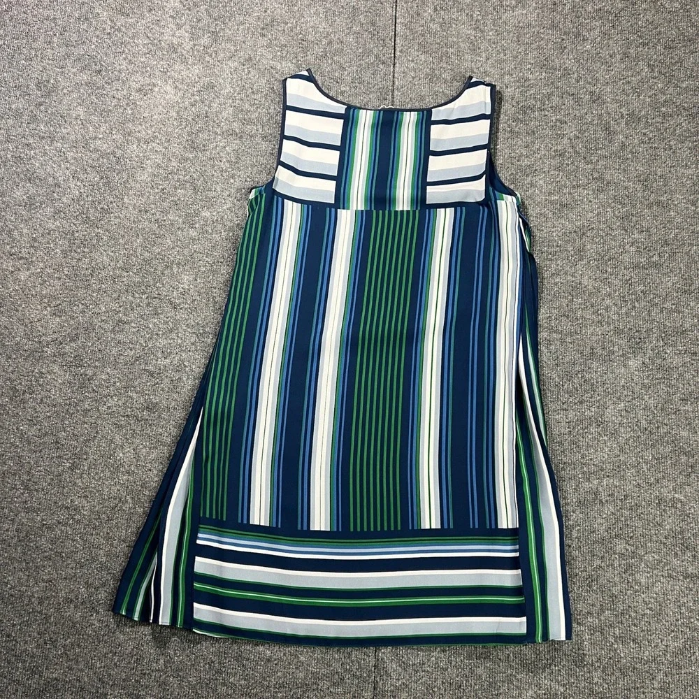 NWT Max Studio Women's Small Blue Green‎ Striped Sleeveless Shift Dress 5904A58